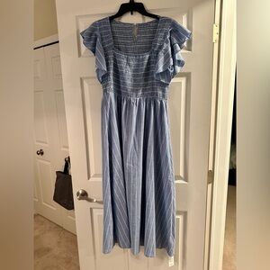 Cupshe Square Neck Striped Smocked Dress